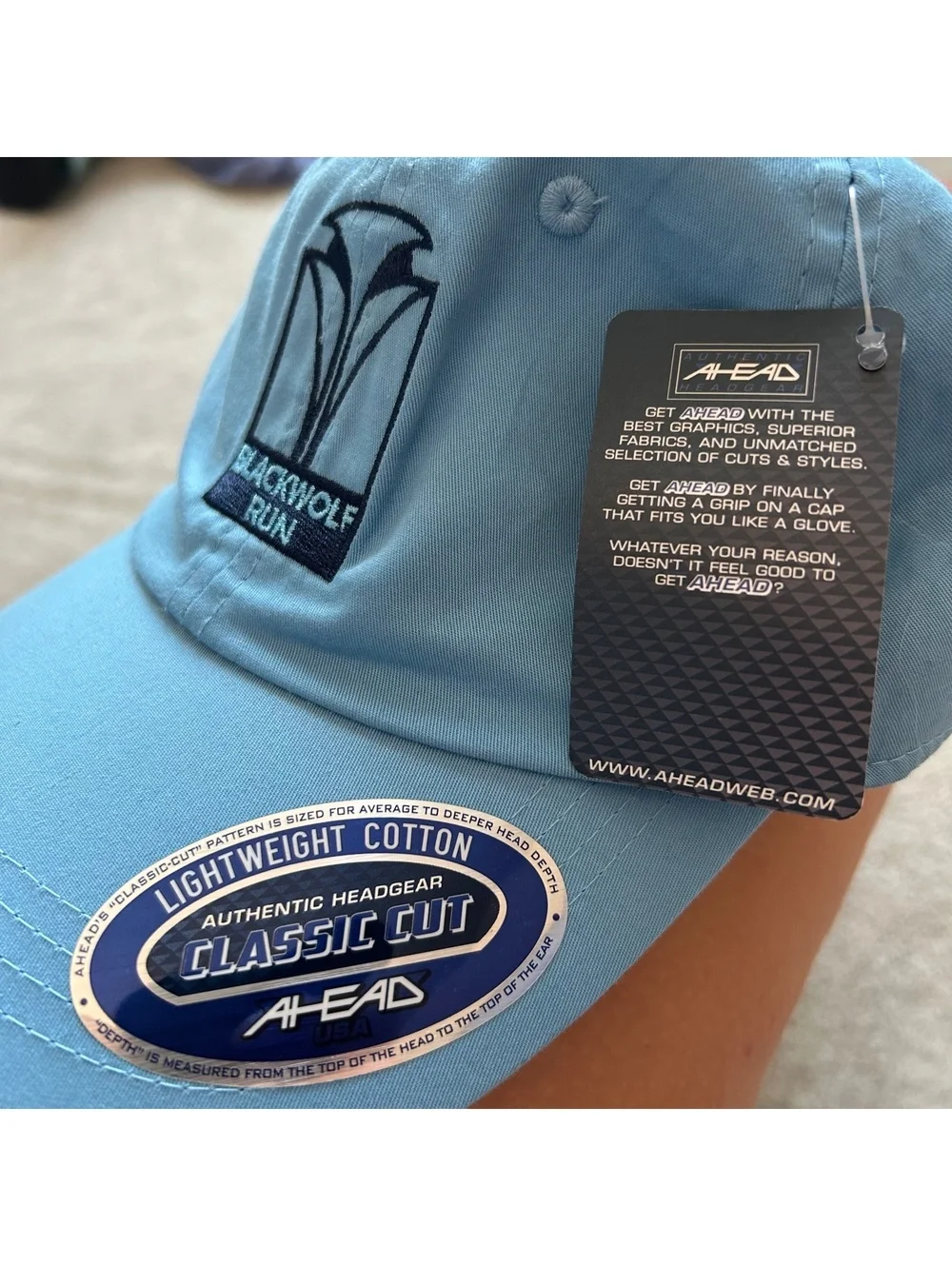 Ahead Blackwolf Run Lightweight Cotton Classic Cut Cap - Light Blue NWT!